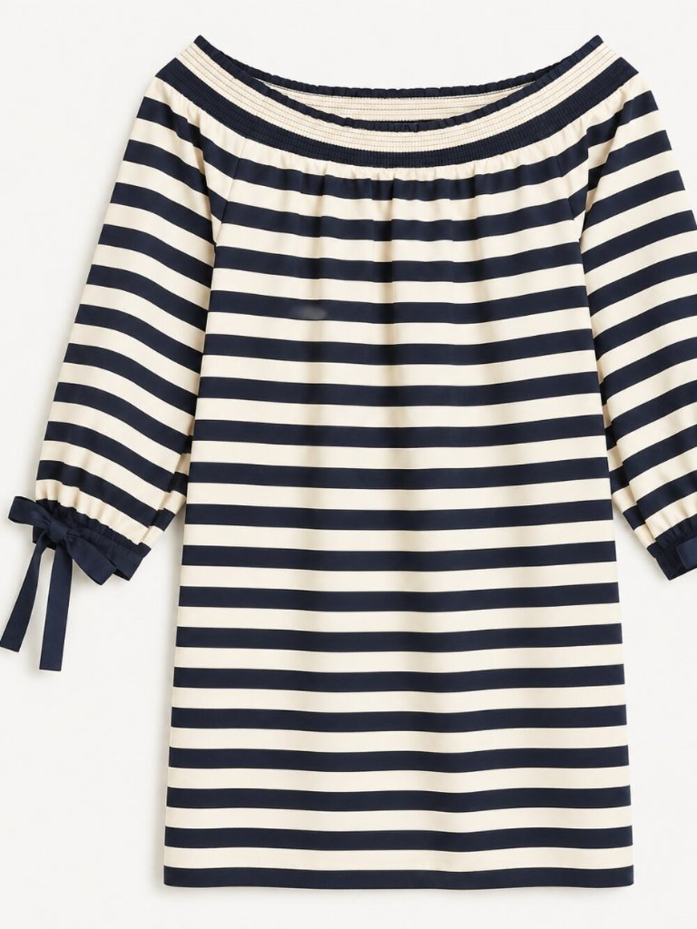 NWT J.Crew Striped Off-Shoulder Dress Navy Ivory XL Resort Business Preppy Work